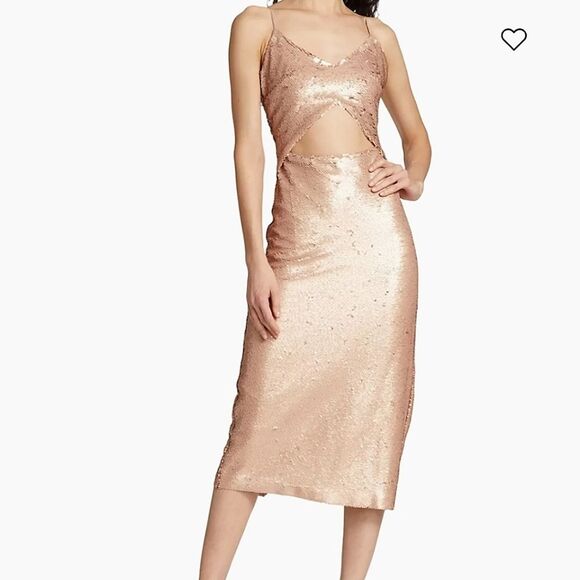 L'AGENCE Femme Sequin Cut-Out Midi-Dress Women's 2 Holiday Party Baddie - Picture 9 of 10